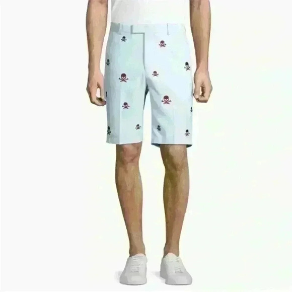 G/FORE Other - G/FORE "Killer T's" Golf Shorts Light Blue With Maroon Skulls Size 32 EUC!